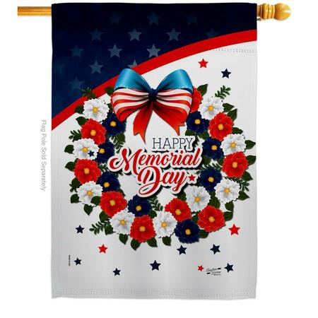 ANGELENO HERITAGE 28 x 40 in. Memorial Day Wreath American Vertical House Flag with Double-Sided Banner Garden AN579312